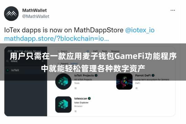 用户只需在一款应用麦子钱包GameFi功能程序中就能轻松管理各种数字资产