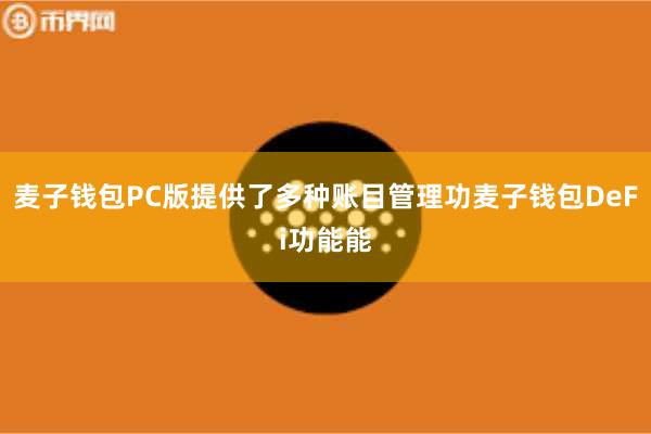 麦子钱包PC版提供了多种账目管理功麦子钱包DeFi功能能